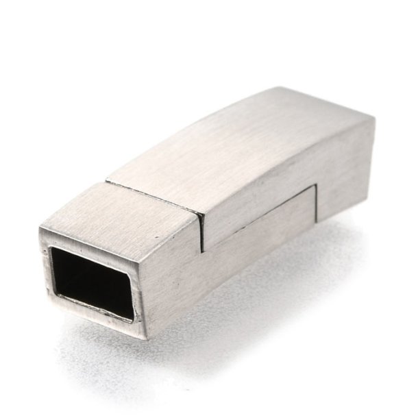 Magnetic jewelry clasp, brushed steel, 24x8x6 mm, hole size 6x3mm, 1pc.