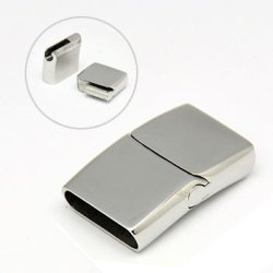 Magnetic frosted steel clasp with slide lock, hole 16x5mm, 1pc