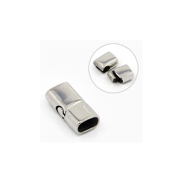Magnetic jewelry clasp, short slide lock in steel, hole size 10x5mm, 1pc.