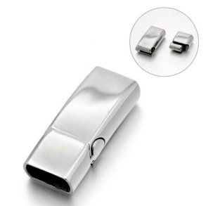 Magnetverschluss, glänzender Edelstahl, Lochgröße 11,5x6 mm, 1 Stk