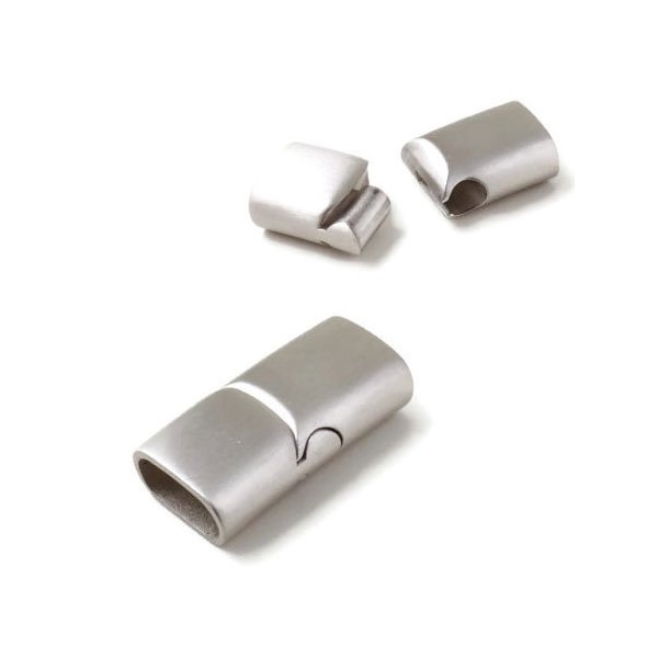 Magnetic clasp frosted steel, length 27mm, hole size 12x6mm, 1pc