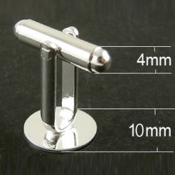 Manschettenknopf, silver Messing, 18x18,5 mm, mit Platte, 2 Stk.