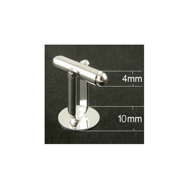 Cuff link with 10mm. silver plated brass, 18x18,5mm., 2pcs.