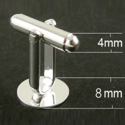 Manschettenknopf, versilbertes Messing, 18x18,5 mm, mit 8 mm Platte, 2 Stk.