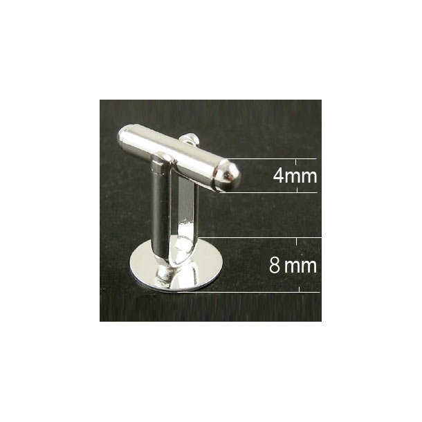Cuff link with 8mm. silver plated brass, 18x18,5mm., 2pcs.