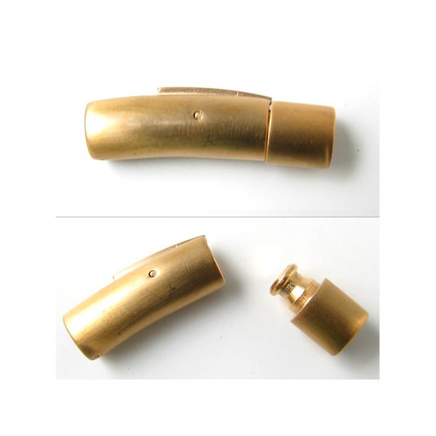 Bayonet clasp, gilded frosted stainless steel, curved, glue-in end 6/4mm