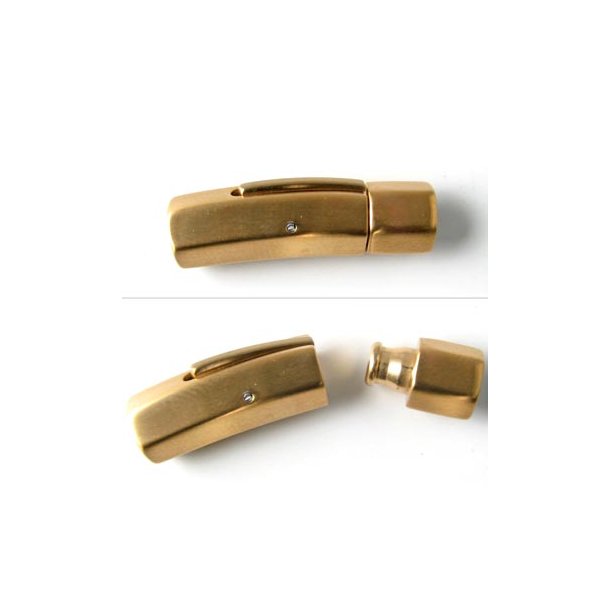 Bayonet clasp, frosted gilded steel, hexagonal, glue-in end 10/8mm, 1pc.