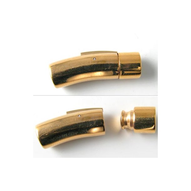 Bayonet clasp, gilded shiny steel, curved, glue-in end 8/6mm, 1pc