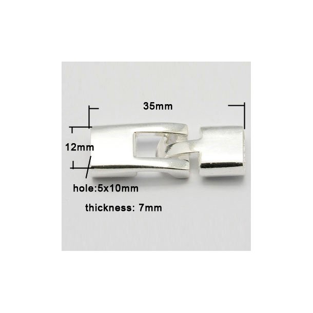 Clasp, hook-style, glue-in end, Silver-plated brass, 35mm., 1pc.