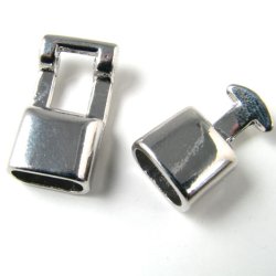 Hakenverschluss mit leichtem Endverschluss, gl&auml;nzend platinfarben, 36 mm, 1 Stk.