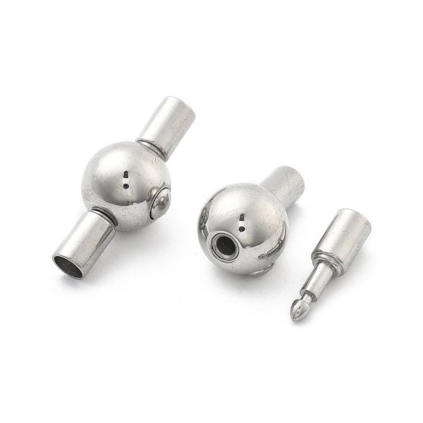 Klikl�s, rund, rustfrit st�l, 21,5x9x9,5 mm, 1 stk.