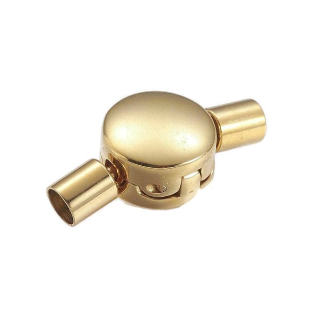 Klikl�s med ender til 3 mm snor, rund, forgyldt st�l, 19x10 mm, 1 stk.