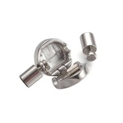 Klikl�s med snorender til 3 mm tyk snor, rund, rustfrit st�l, 19x10x6 mm, 1 stk.