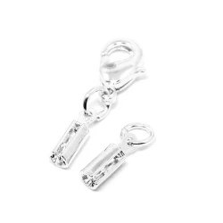 Verschluss-Satz, Schloss und Quetsch-enden, versilbert, fr 1,5-2 mm Schnur, 2 Stze