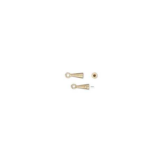 Screw-tite cord ends with eye, gold-plated, 8x3 mm. 4pcs