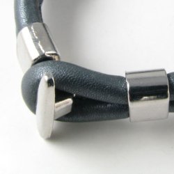 T-Verschluss mit Bandring, messing, stahlfarben, Loch: 14x5 mm 1 Set