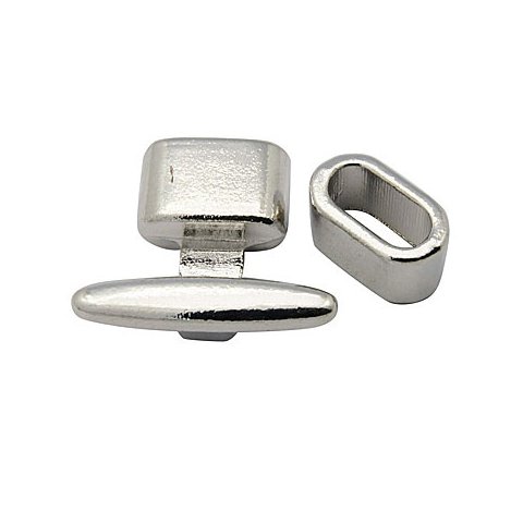 T-ls m. bndring, slvfarvet, nikkel og blyfri metal, m. 11x5 mm muffer, 1 st