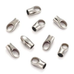 Cord end with integrated eye, steel, hole size 6 mm, 2pcs