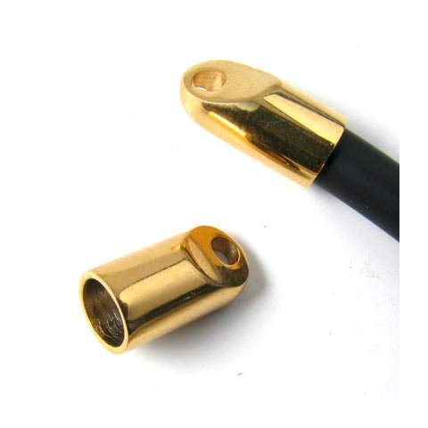 Kettenabschluss, vergoldeter Stahl, Lochgröße 8 mm, 2 Stk