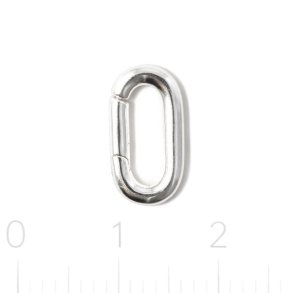 Long rectangular ring clasp, polished, sterling silver, 12.8x7mm, 1 pc