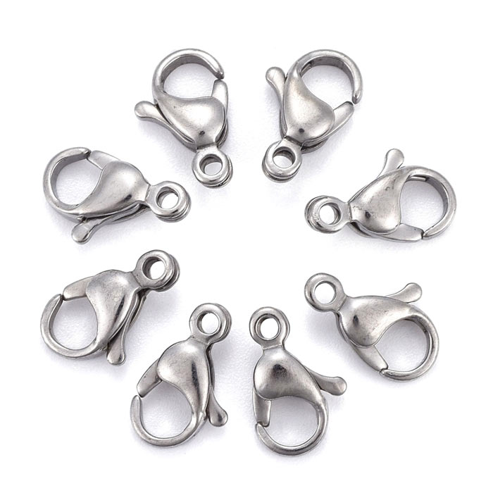 Karabinerverschlüsse, Edelstahl, stahlfarben, 12x,7,5 mm, 4 Stk.