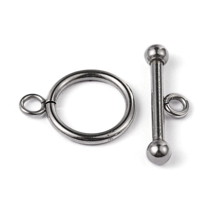 Knebel-Schloss für Schmuck, Edelstahl, 16x2 mm, 2 Sets