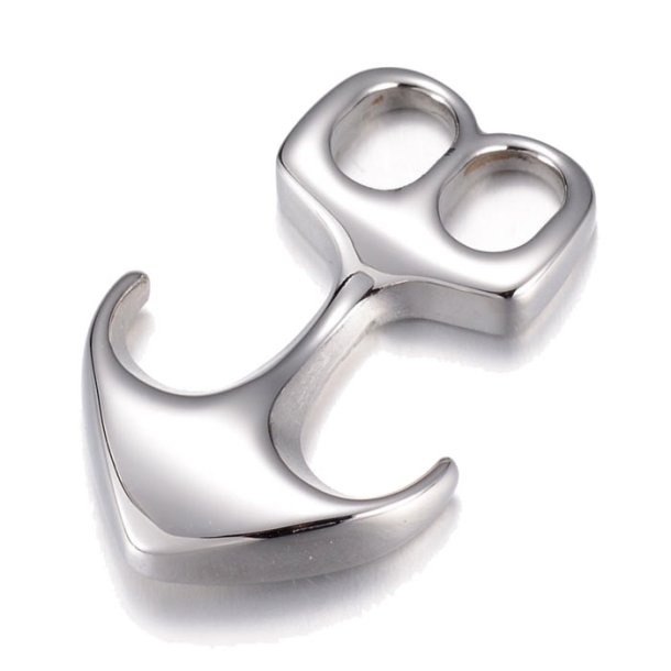 Anchor hook clasp, stainless steel, size 32x21x5mm, hole size 5x7mm, 1pc.