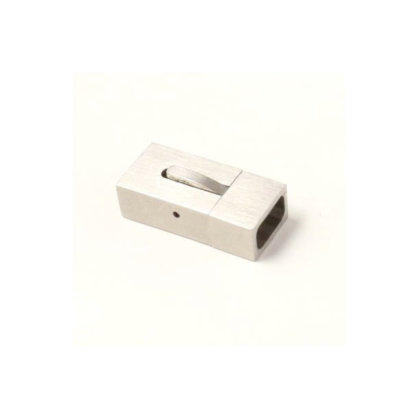 Click clasp, frosted stainless steel, 23x12x6mm, hole 10,5x3 mm, 1pc.