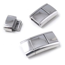 Klickverschluss, glnzender Edelstahl, 24x12,5x5mm, Loch 11x3 mm, 1 Stk.