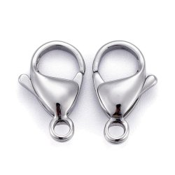 Karabinerverschlsse, gro, Edelstahl, stahlfarben, 19x12 mm, 4 Stk.