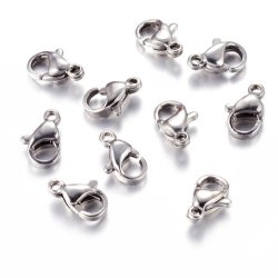 Karabinerverschlsse, Edelstahl, stahlfarben, 9x5 mm, 4 Stk.