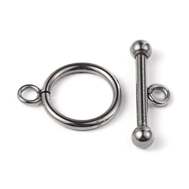 Knebel-Schloss f&uuml;r Schmuck, Edelstahl, 16x2 mm, 2 Sets
