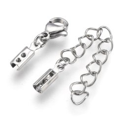 Verschlussset, Klemmenenden mit Schloss, fr 1,5-2mm Schnur, Stahl, 1 Stck