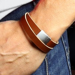 Lederband, cognac-braun, Breite 8 mm, Dicke ca. 1.5 mm, 1 Meter