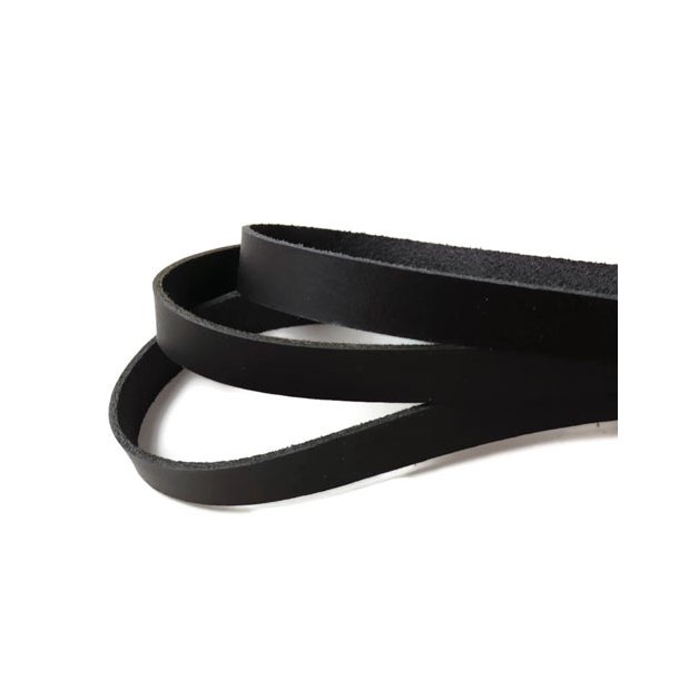 Leather strap, black, width 10mm, thickness 1.5mm, cut per 1,3 meter