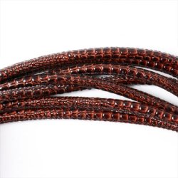Am Rand gen&auml;htes imitiertes Schlangenleder, dunkel cognac, 5 mm, 1 m
