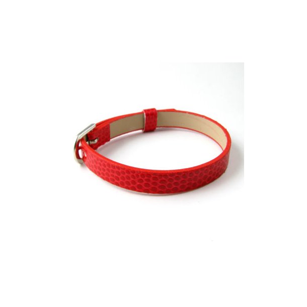 Bracelet in imitation leather, red, width 8mm, 1pc.