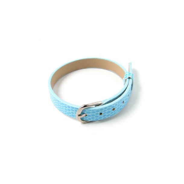 Bracelet in imitation leather, light blue, width 8mm, 1pc.