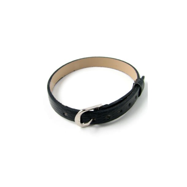 Bracelet in imitation leather, black, width 8mm, 1pc.