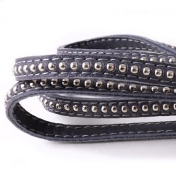 Nappa, grau mit runden versilberten Bolzen, 6 mm, 20 cm