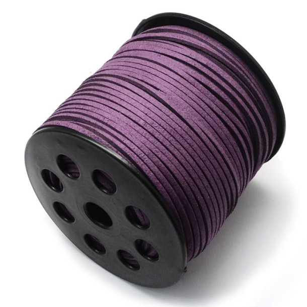 suede (artificial), full spool, purple, 3x1.2mm, 90 meters