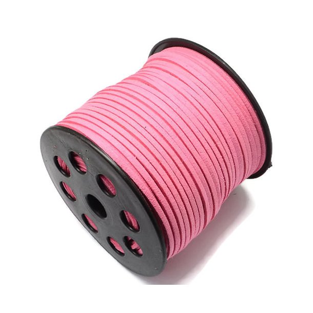 suede (artificial), pink, 3x1.2mm, 90 meters