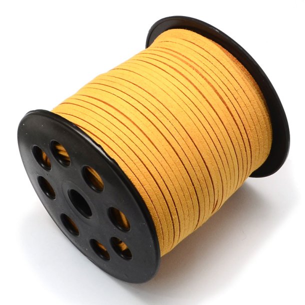 Suede, artificial, orange yellow, 3x1.4mm, 90 meter