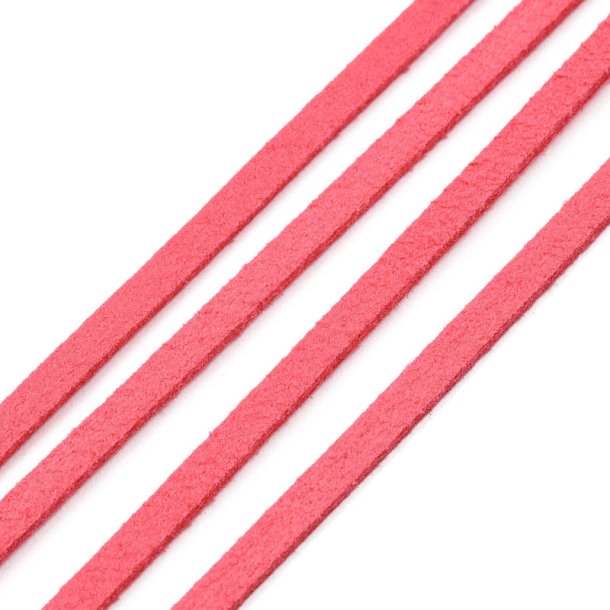 Suede cord (artificial), camelia red, 3x1.2mm, 2 meters