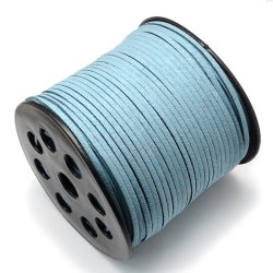 Wildleder (imitiert), hell Stahl-blau, 3x1,4 mm, 2 Meter