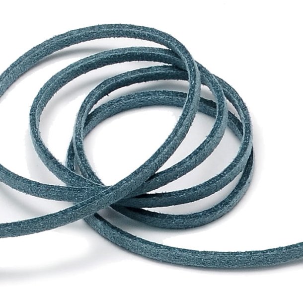 Suede, artificial, light faded steel blue, 3x1.4mm, 2 meter