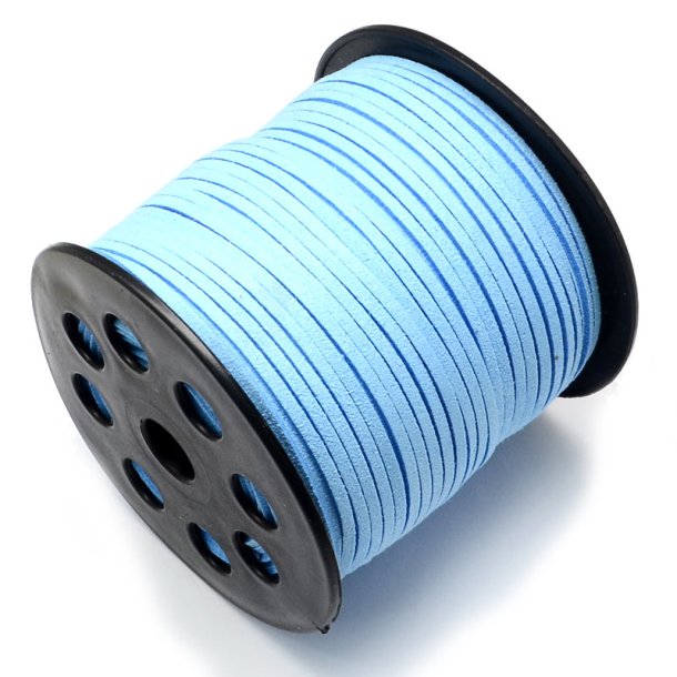 Suede, artificial, full spool, light blue, 3x1.4mm, 90 meter