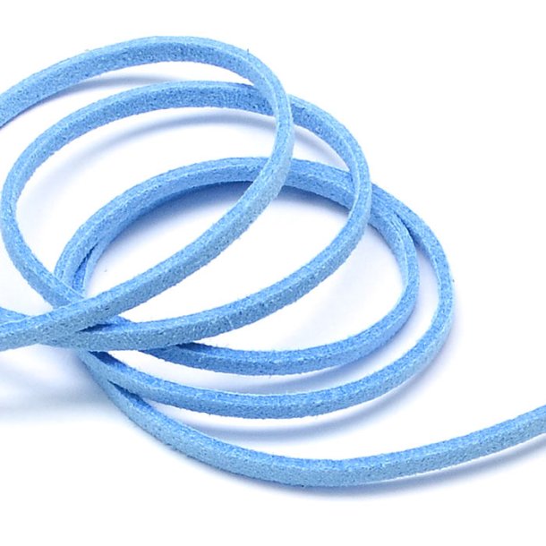 Suede, artificial, light blue, 3x1.4mm, 2 meter