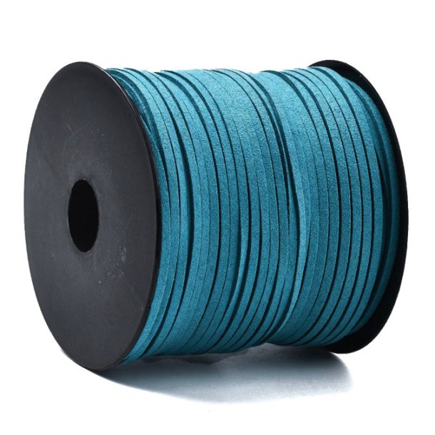 Suede, artificial, full spool, steel blue, 3x1.4mm, 90 meter