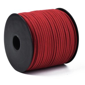 Wildleder (imitiert), ganze Spule, dunkelrot, 3x1,2 mm, 90 Meter